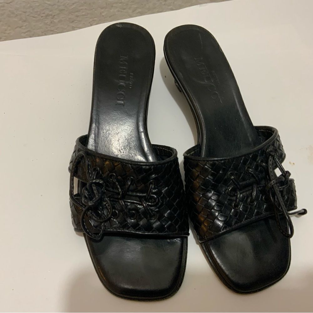 Sesto Meucci Sandals woven black slide size 5M